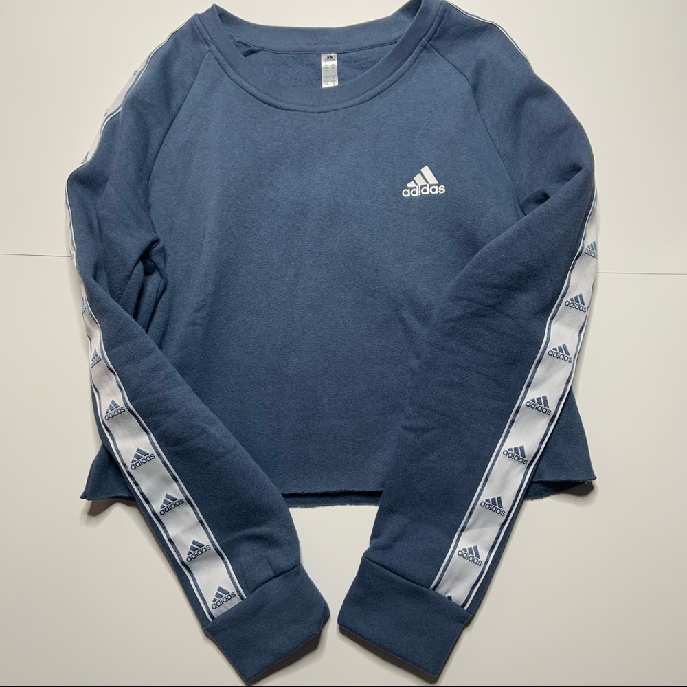 Adidas Blue Tiro Tape Cropped Crewneck Sweatshirt